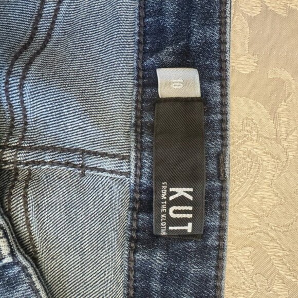 Kut From The Kloth Sz 10 High Rise Chrissie Fab Ab Straight Leg Distressed Jeans - Picture 3 of 9